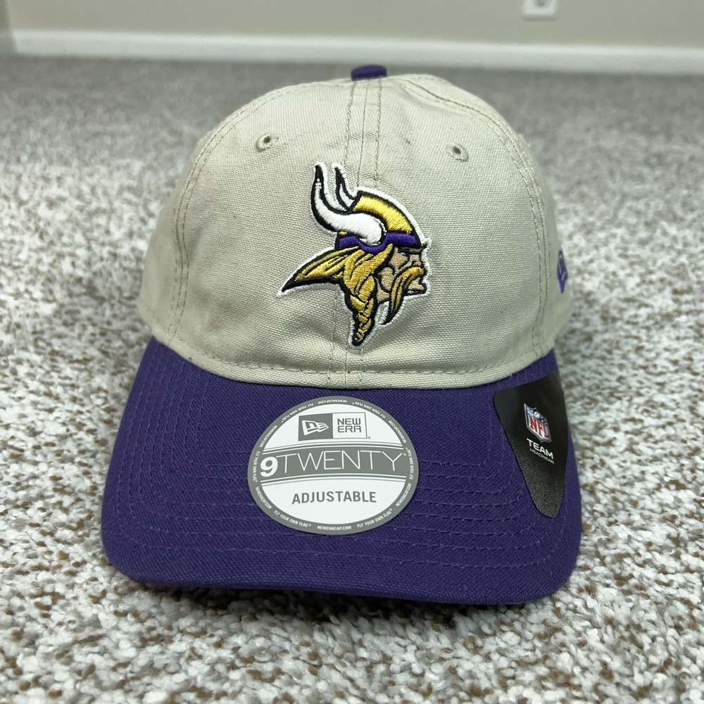 Minnesota Vikings Mens Hat Strap Back Beige Purple Cap Football New Era NFL Logo